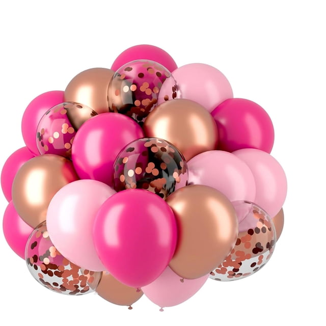 Pink Balloons Birthday Balloons Pink Confetti Balloons for Birthday Party Pink and Gold Balloons Pink and Gold Party Decorations Light Pink Balloons Gold Confetti Balloons Pink Confetti Balloons