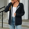 thumbnail image 2 of Lovskoo Women's Zipper Sweatshirt Hoodie with Pocket Long Sleeve Loose Jacket Outerwear Coat Navy, 2 of 7