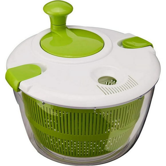 Kitchen Salad Spinner Large 5L Capacity - Manual Lettuce Spinner With Secure Lid Lock & Rotary Handle - Easy To Use Salad Spinners With Bowl, Colander & Built-in Draining System (Green)