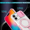 thumbnail image 3 of Phone Case for iPhone 16 with Sliding Camera Cover, Hand Grip Anti Slip Design Kickstand Ring Holder Hybrid Magnetic Wireless Charging Phone Cover for Apple iPhone 16 - White+Pink, 3 of 10