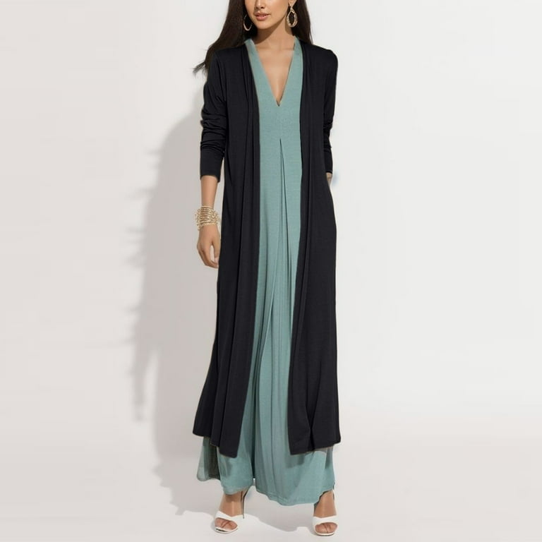 Soighxzc Women Fashion Cardigan Summer Cardigans 3 4 Sleeve Sweater Coat Loose Casual Lightweight Open Front Long Maxi Jacket Blouse Top Black L Walmart