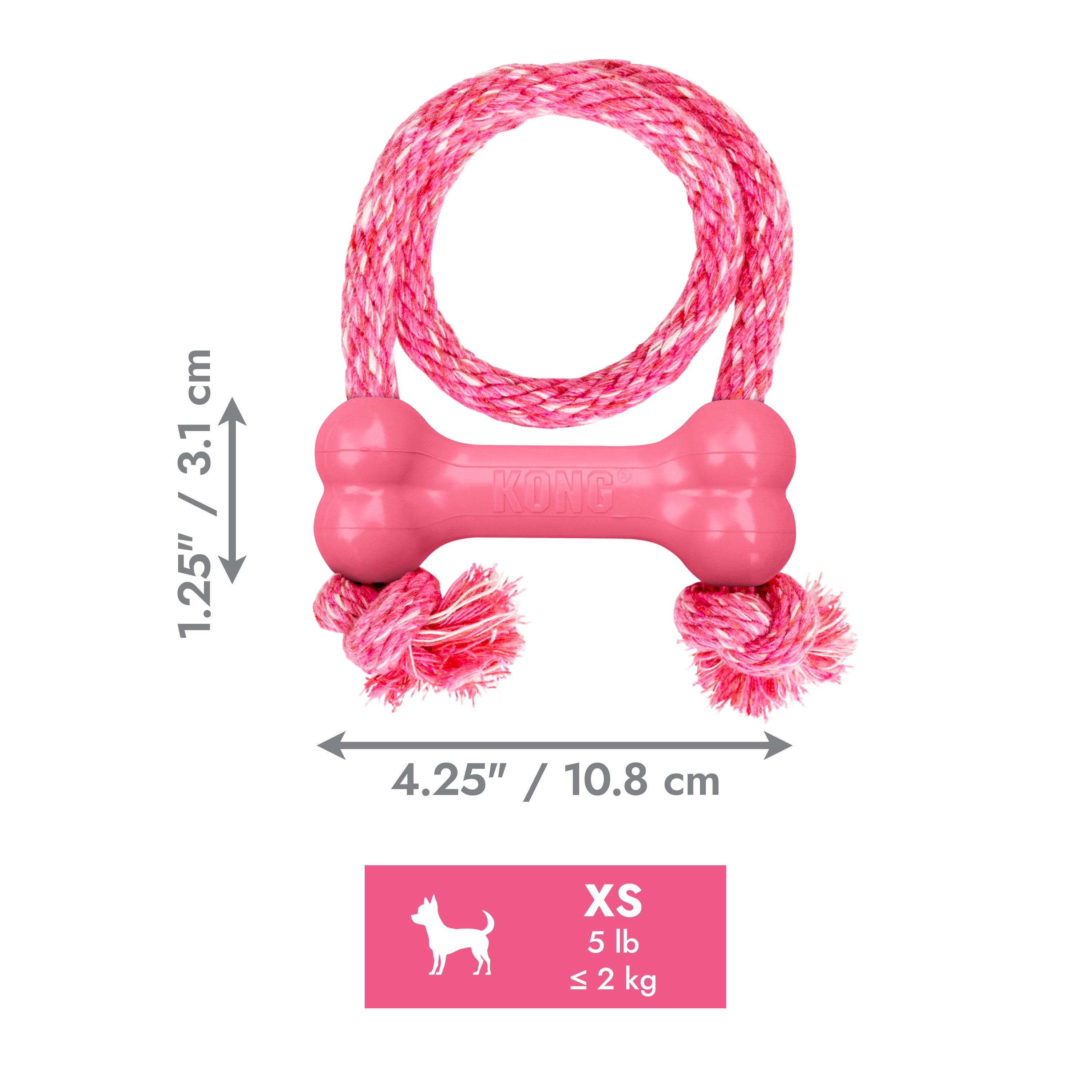 KONG® Puppy Goodie Bone for Beginner Chewers, Pink, Extra Small for Dogs up to 5 lbs