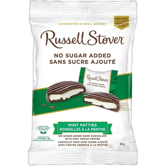 Russell Stover No Sugar Added Dark Chocolate Mint Patties, 85-Gram Bag, 85 g