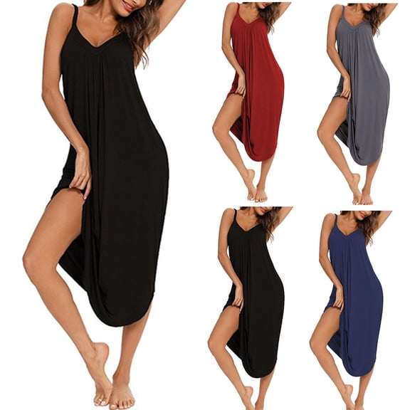 Taqqpue Plus Size Cotton Nightgowns for Women Long Sleep Dress Soft Sleepwear Tank Dress Women Spaghetti Strap Night Gowns Sleeveless Sleep Shirts