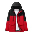 thumbnail image 2 of Color Block Jackets for Men Loose Casual Waterproof Windproof Warm Long Sleeve Jacket With Pockets And Detachable Hood Men's Fashion Warm Jackets, 2 of 5