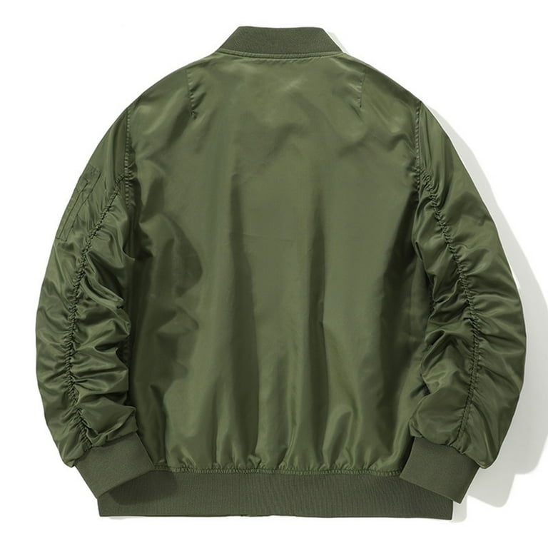 YLSDY Men s Bomber Jacket Flight Jacket Zipper Pockets Plain Orange Lining Windbreaker Outerwear Warm Fall Winter Spring Army Green XL
