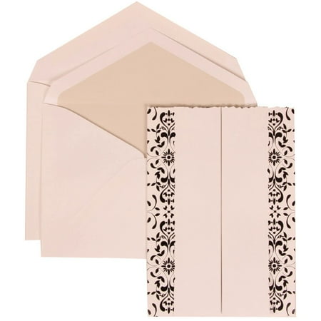 JAM Paper® Wedding Invitation Set, Large, 5 1/2" x 7 3/4"- White Card with Purple Lined Envelope and Black Castilian Set, 50/pack