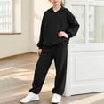 thumbnail image 7 of Enjoytime Girls Two Piece Set Long Sleeve Hooded Sweatshirt Pockets Sweatpants Outfits Fall Winter Soft Casual Sweatsuit Sets, 7 of 7