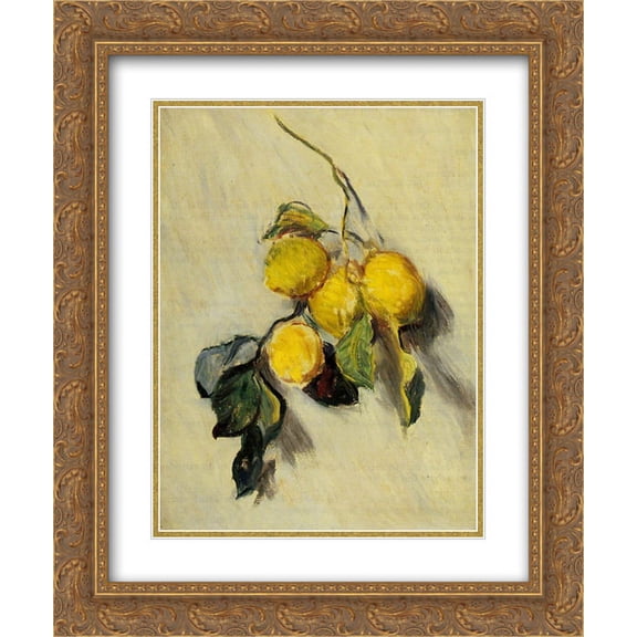 Claude Monet 2x Matted 20x24 Gold Ornate Framed Art Print 'Branch of Lemons'