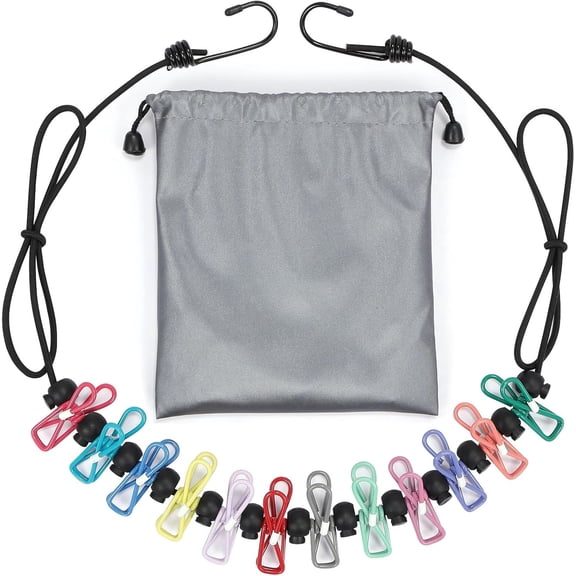 Retractable Travel Clothesline - Portable Drying Rope with 12 Clips, Indoor & Outdoor Laundry Line for Camping, Apartments, Hotels (Random Color)