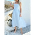 thumbnail image 2 of Women Summer Sleeveless Halter Maxi Dress 2025 Casual Flowy Wedding Guest Cocktail Beach Vacation Dresses Blue M, 2 of 8