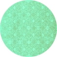 thumbnail image 1 of Ahgly Company Machine Washable Indoor Round Oriental Turquoise Blue Traditional Area Rugs, 3' Round, 1 of 4