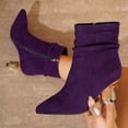 thumbnail image 6 of SACFOF Sexy Slouch Ankle Boots for Women with Fashion Mid Stiletto Heels Pointed Toe Bootie, 6 of 6