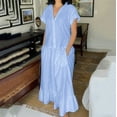 thumbnail image 1 of Ovzne Robes pour Femmes 2025 Robe pour Femme Chemise Décontractée Unie Col à Manches Courtes avec Poche Robe Grande Taille Manches Courtes Liquidation, 1 of 7