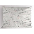 thumbnail image 1 of Indie Pillow Sham Minimalist Pattern with Trees Shrubs Foliage Deer Rabbit Fox Bear Figures, Decorative Standard King Size Printed Pillowcase, 36 X 20 Inches, Pale Grey Black Red, by Ambesonne, 1 of 2