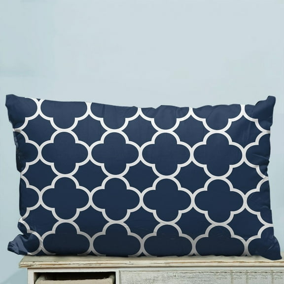 GCKG Classic Navy Blue Quatrefoil Pillow Case Pillow Cover Pillow Protector Two Sides 20 x 30 Inches