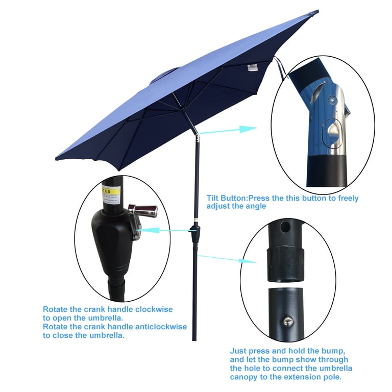 6x9 patio umbrella 9 Ft Classic Wood degree tilt function 6x9 ft Waterproof Rectangular Patio