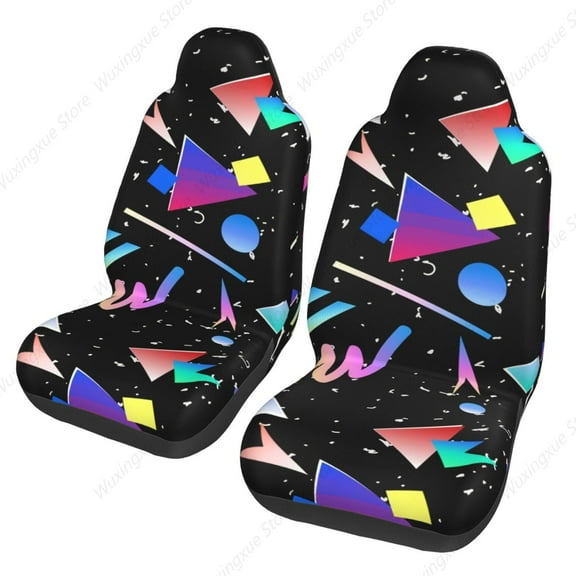 Retro 80s Or 90s Memphis Geometric Car Seat Covers for Women Universal Auto Front Seats Protector Fits for Car SUV Sedan Truck