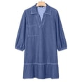 thumbnail image 6 of HAJWOH Denim Dress for Women Fashion Fall Casual Babydoll 2025 V Neck 3/4 Puff Sleeve Jean Dresses Royal Blue XXL, 6 of 6