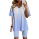 thumbnail image 2 of Blusas para las Mujeres Casual, Cuello en V de Manga Corta Impresa Superior Y Suelto Pantalones Cortos, Conjuntos de Moda de Verano, 2 of 4