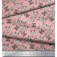 thumbnail image 3 of Soimoi Pink Cotton Duck Fabric Coffee & CHill Text Print Fabric by the Yard 56 Inch Wide, 3 of 3