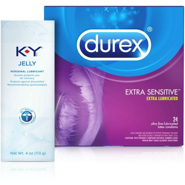 Durex Extra Sensitive Condom 1 ea & KY Jelly Personal Lubricant, 4 oz