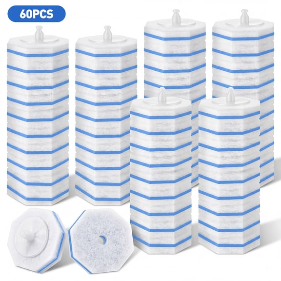 60 Pcs Toilet Bowl Wand Refills, Lightly Scented Disposable Pads with Deep Scrubbing Power, Universal Fit for Most Handles, Effectively Cleans Toilet Bowl, Sink and Bathtub