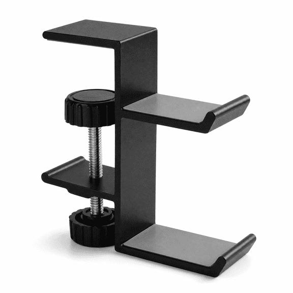 Under Desk Foldable Headset Hanger Clamp, Universal Headphone Mount Holder for Desktops, Gaming & Office Use, Easy to Clean