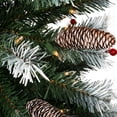 thumbnail image 6 of 9ft Snow Flocked Christmas Tree with Lights, Christmas Tree with Pine Cones, Berries, Foot Pedal, 2128 Branch Tips, 900 Warm Lights and Metal Stand by Homestock, 6 of 8