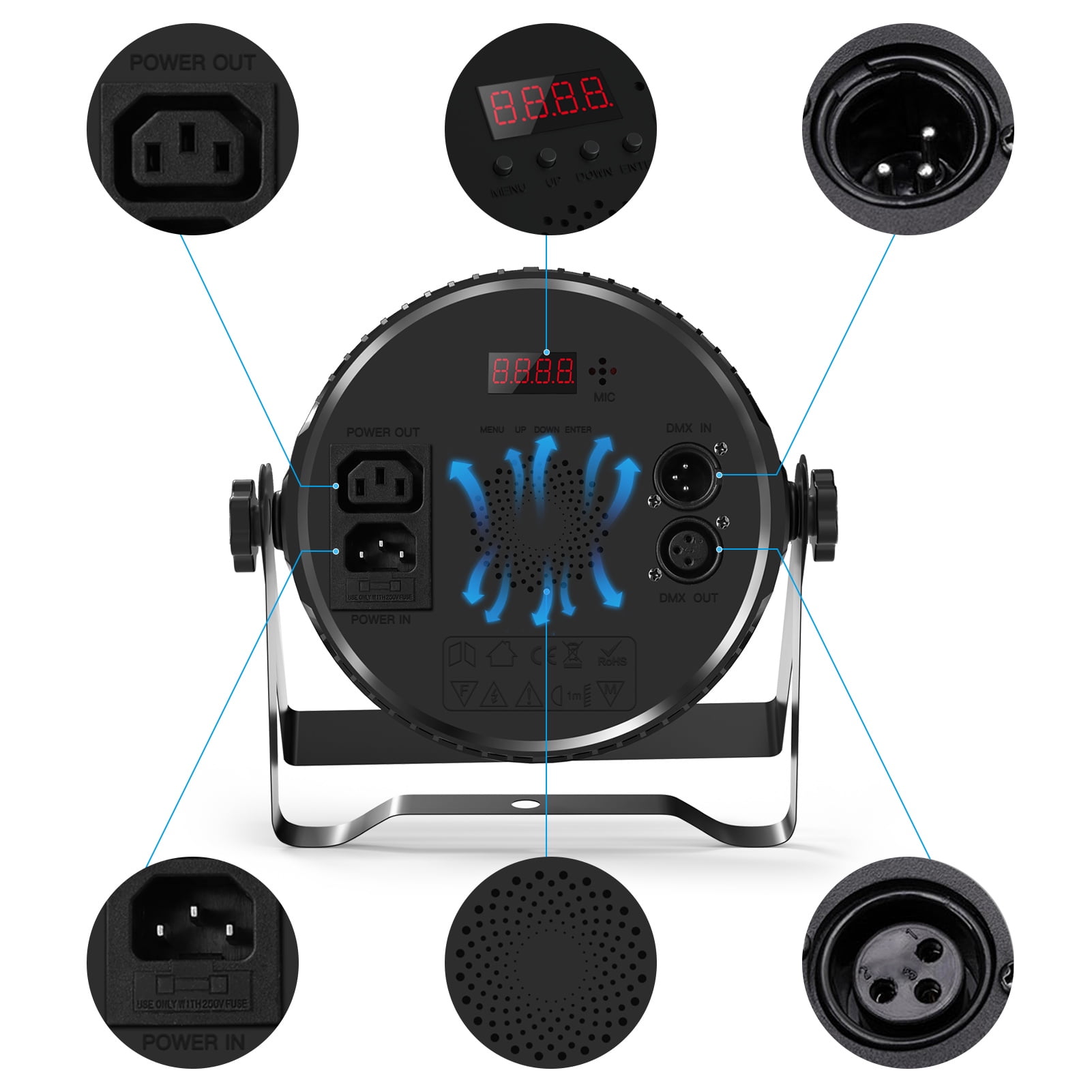 2-Pack RGBW LED Stage Lights, 7x6W Par Lights, DMX/Sound Control for Wedding, Party, DJ, Church Events
