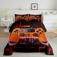 thumbnail image 3 of Orange Gaming Comforter Set 7 Piece Bed in a Bag Twin,Gamer Bedding Sets Neon Lights Abstract Geometry Sheet Set with Comforter Gamer Room Decor, 3 of 5
