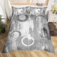 thumbnail image 2 of Erosebridal Housse de Couette Cercle Géométrique Simple, Literie Gris Blanc Taille Simple, Housse de Couette Ronde Dégradée Simple, Décoration de Chambre Ombrée Super Confortable, Réversible, 2 Pcs (Sans Couette), 2 of 7