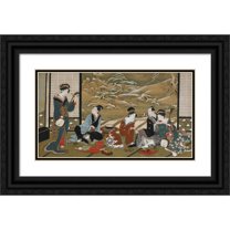 Utagawa Toyoharu 18x12 Black Ornate Wood Framed Double Matted Museum Art Print Titled - A Winter Party