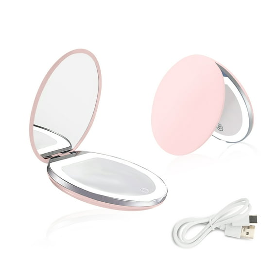 Portable LED Makeup Mirror with 5X Magnification - Rechargeable, Stepless Dimming & Ideal Gift