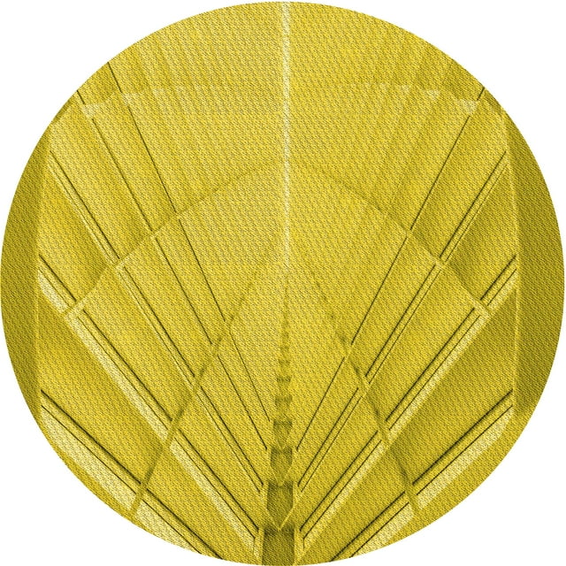 Ahgly Company Tapis Rond Lavable en Machine Intérieur Transitionnel Jaune Doré, 4 Pieds Rond