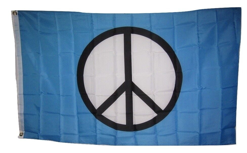 World Peace Sign Symbol Aqua SuperPoly 3x5 Flag Banner indoor/outdoor grommets 