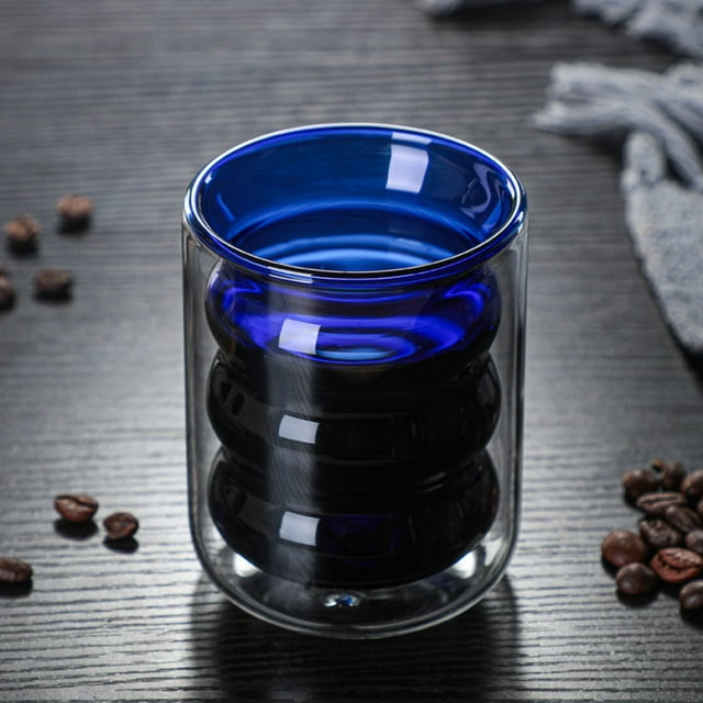 EGNMCR Tasses Ébouillantées Adorables Double Verre Tasse de Lait Café avec Ouverture Ronde Tasse de Lait