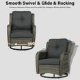 thumbnail image 4 of DREAMSIDEA 3PCS Outdoor Swivel Glider Sets, Patio Wicker Swivel Rocking Dining Set and Table, Grey, 4 of 8
