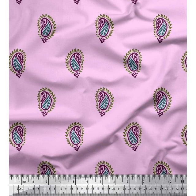 Soimoi Rayon Fabric Paisley Block Printed Fabric 1 Yard 56 Inch Wide