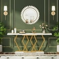 thumbnail image 3 of Tribesigns 70.9 Inch Extra Long Sofa Table， White and Gold Console Table with Faux Marble Tabletop, Modern Long Entryway Table with Gold Frame, 3 of 5