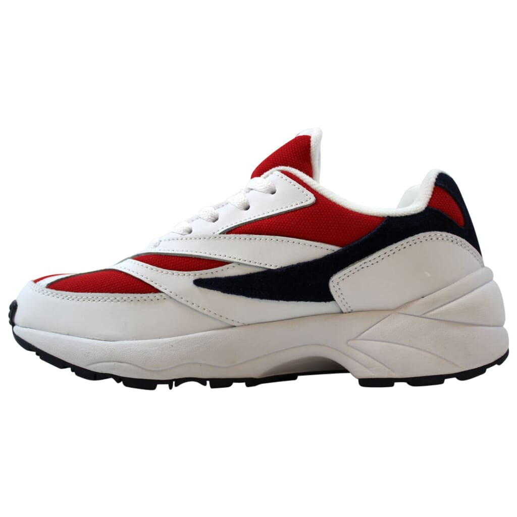 red and white fila shoes