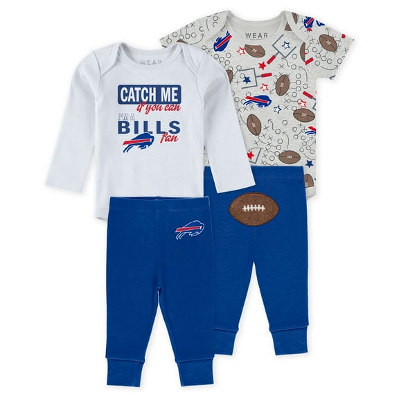 Infant & Newborn WEAR by Erin Andrews Buffalo Bills Three-Piece Turn Me Around Bodysuits & Pant Set