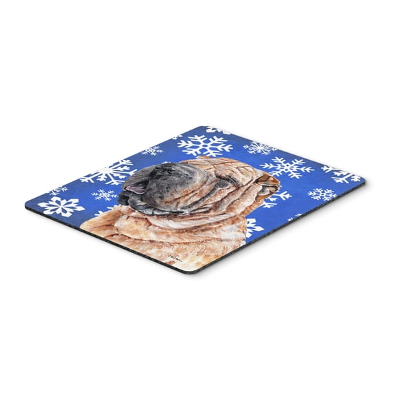 "Shar Pei Winter Snowflakes Mouse Pad Hot Pad or Trivet"