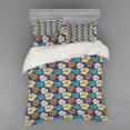 thumbnail image 2 of Abstract Duvet Cover Set, Abstract Floral Pattern with Circle Doodles and Water Reflection Inspired Backdrop, Bedding Set with Shams and Fitted Sheet, 3 Sizes, by Ambesonne, 2 of 3