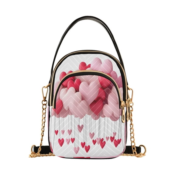 ALAZA Chain Crossbody Bags for Women Valentine's Heart Shoulder Handbag Phone Purse