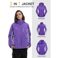 thumbnail image 6 of OutPro Women's 3 in 1 Ski Jacket, Waterproof Activewear Jacket Purple,XXL, 6 of 11