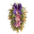 thumbnail image 2 of pstuiky Adorno colgante para puerta: Árbol invertido con flores artificiales, corona de flores moradas grandes bordadas, lazo., 2 of 9