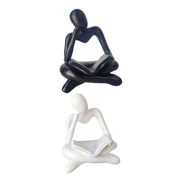 Estatua de pensador abstracto moderno royalvide, colección de estantes, artesanía, arte de escritorio Blanco negro