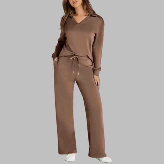 Pyhlmscde Women's V Neck Long Sleeve Top 2 Piece Set, Women Fall Clothes, Sweatsuits for Women, Fall Outfits for Women