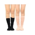 thumbnail image 6 of Teehee Women's Fashion Cotton Over The Knee Socks - 2 Pairs Pack (Pointelle Blk/Pch), 6 of 6